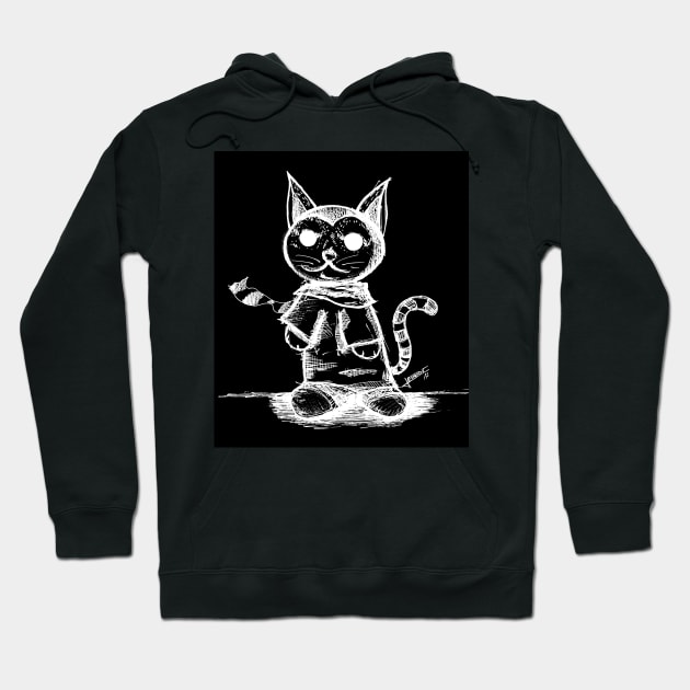 kawaii black cat ecopop Hoodie by jorge_lebeau